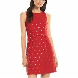 Elle Metallic Silver Polka Dot A-Line Holiday Cocktail Red Sheath Dress A Line 8